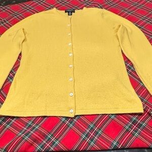 Cashmere Lord & Taylor - XS  Yellow Cardigan Button Up Long Sleeve Sweater 100%